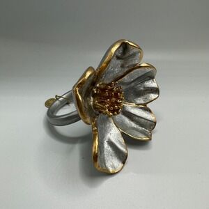 New Mackenzie Childs Sweet Brair Napkin Ring Silver Flower